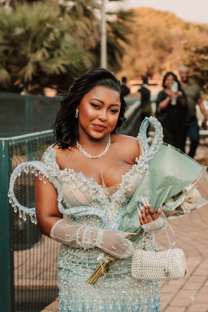 Student at matric dance with dress