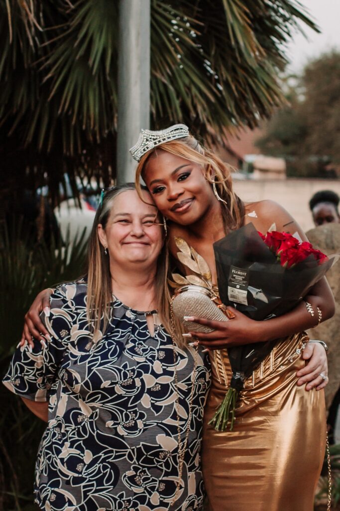 Matric farewell student portrait with a family member/friend
