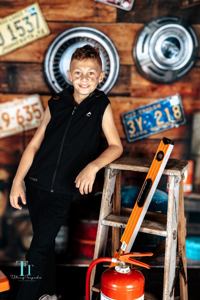 Young school child posing in studio