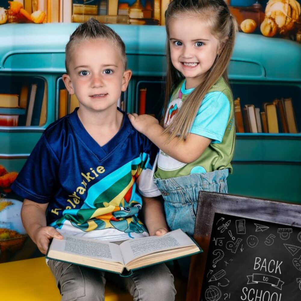 Child on themed school set