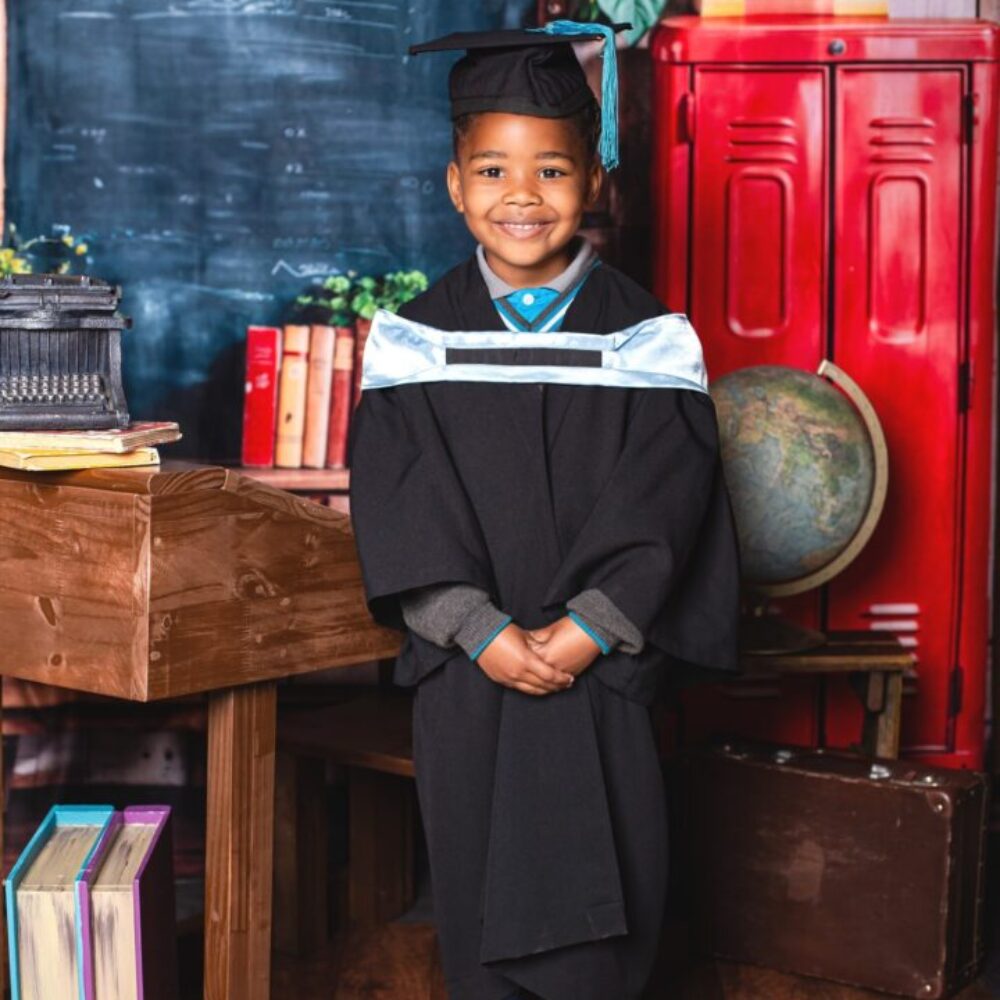 A pre-school child smiling during photo session